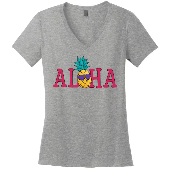 Aloha Pineapple Tropical Cute Women's V-Neck T-Shirt