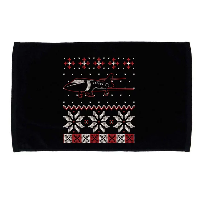 Aviation Pilot Ugly Christmas Sweater Flight Aviator Gift Great Gift Microfiber Hand Towel