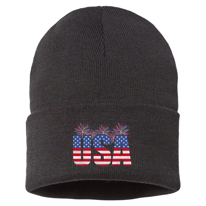 American Patriotic Usa Flag Usa Freedom Sustainable Knit Beanie