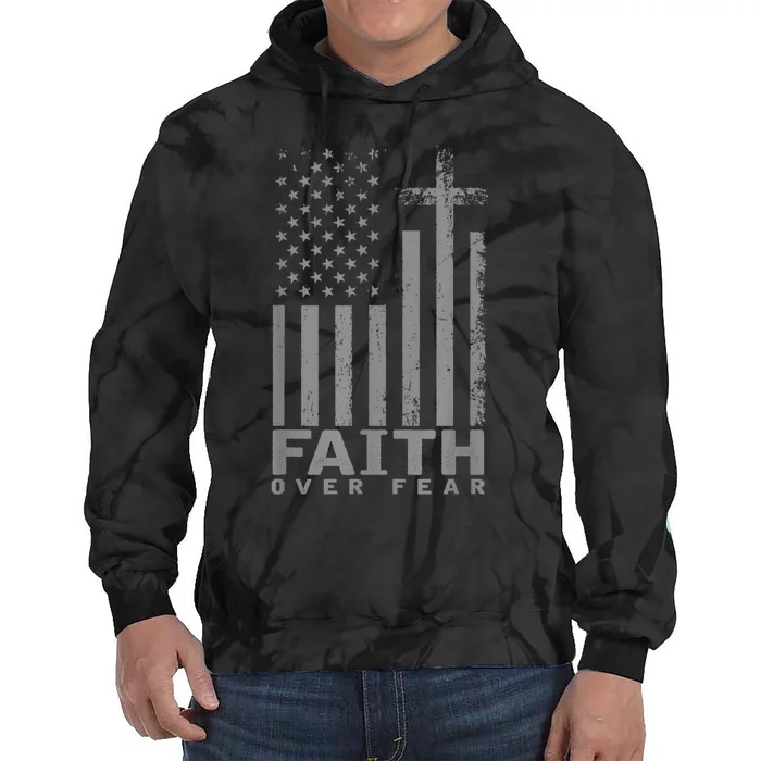 America Pride US Flag Faith Over Fear Prayer Tie Dye Hoodie