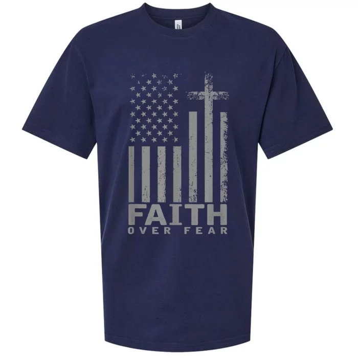 America Pride US Flag Faith Over Fear Prayer Sueded Cloud Jersey T-Shirt