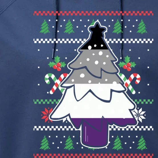 Asexual Pride Ugly Christmas Tree Pajama Lgbtfunny Giftq Ace Xfunny Giftmas Gift Performance Fleece Hoodie