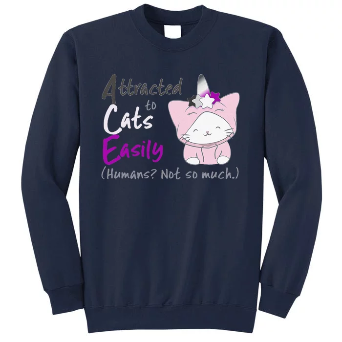 Ace Pride Unicorn Cat Kawaii Anime For Asexual Women Tall Sweatshirt