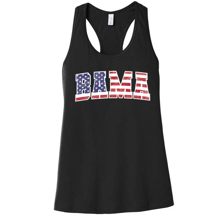 Alabama Patriotic Us Flag Design For Patriots Women's Racerback Tank