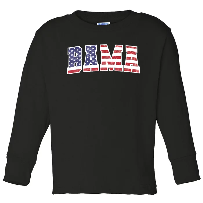 Alabama Patriotic Us Flag Design For Patriots Toddler Long Sleeve Shirt