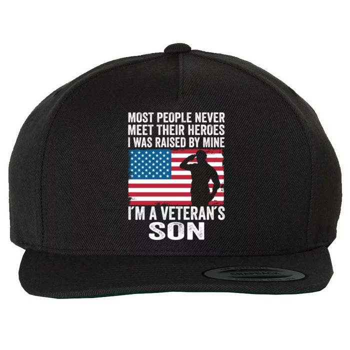 American Proud Veteran Son Veterans Day Memorial Day Funny Gift Wool Snapback Cap