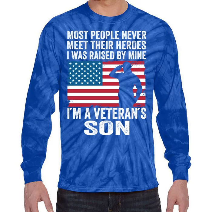 American Proud Veteran Son Veterans Day Memorial Day Funny Gift Tie-Dye Long Sleeve Shirt