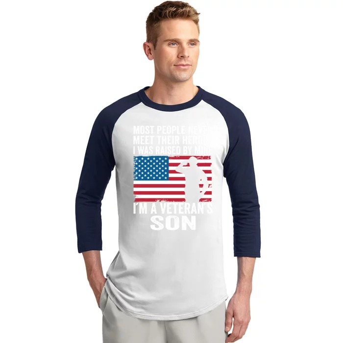 American Proud Veteran Son Veterans Day Memorial Day Funny Gift Baseball Sleeve Shirt