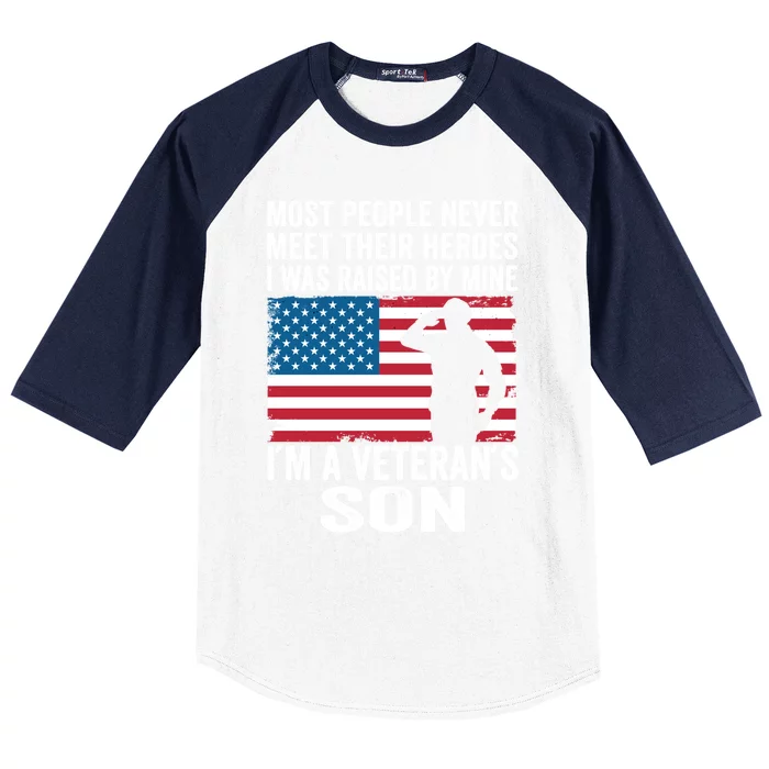 American Proud Veteran Son Veterans Day Memorial Day Funny Gift Baseball Sleeve Shirt