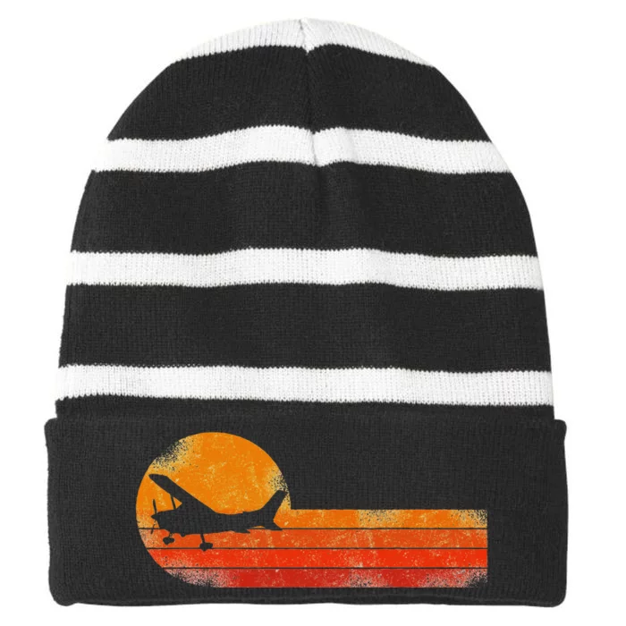 Airplane Pilot Vintage Striped Beanie with Solid Band