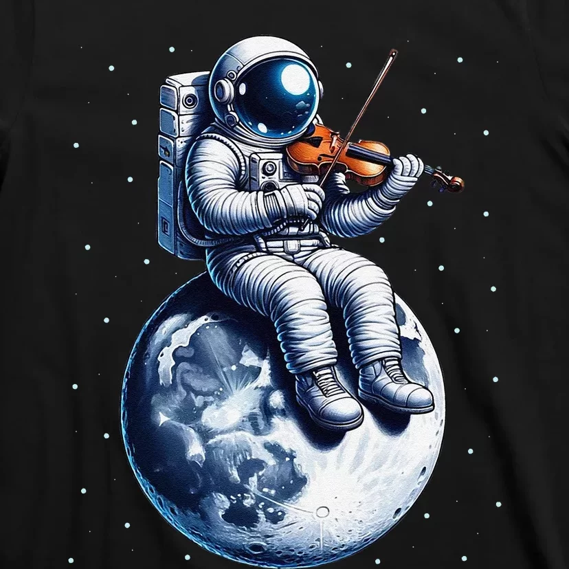 Astronaut Playing Violin On Moon Space Music Lover Novelty T-Shirt