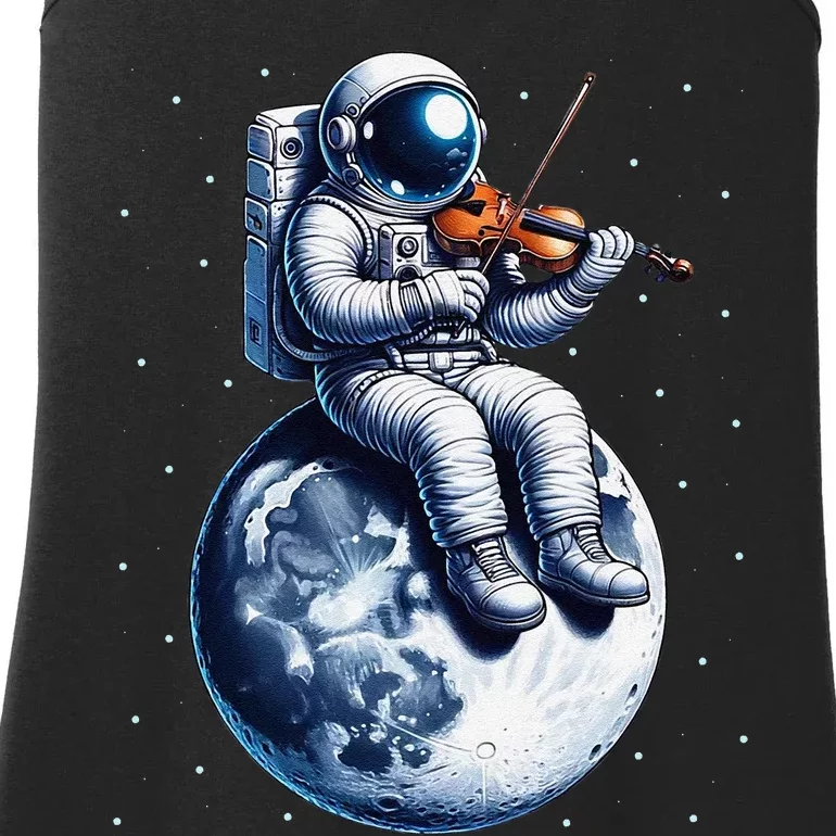 Astronaut Playing Violin On Moon Space Music Lover Novelty Ladies Essential Tank