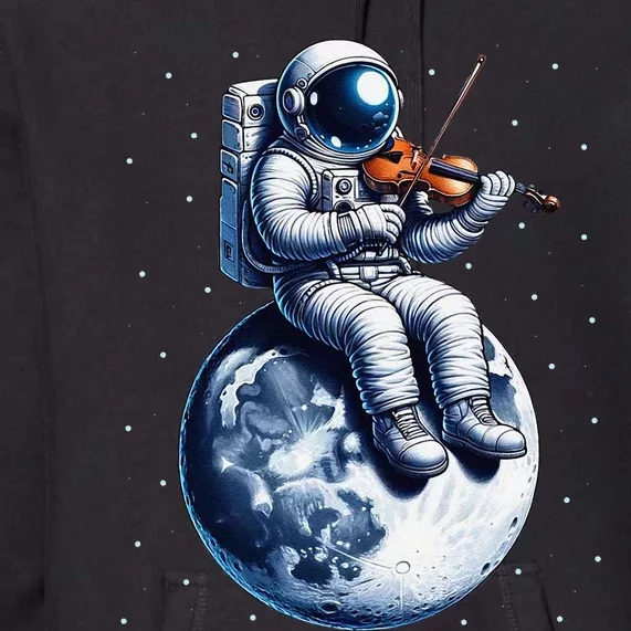 Astronaut Playing Violin On Moon Space Music Lover Novelty Premium Hoodie