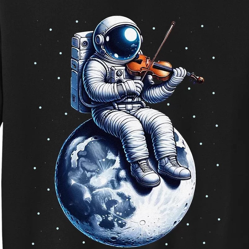 Astronaut Playing Violin On Moon Space Music Lover Novelty Tall Sweatshirt