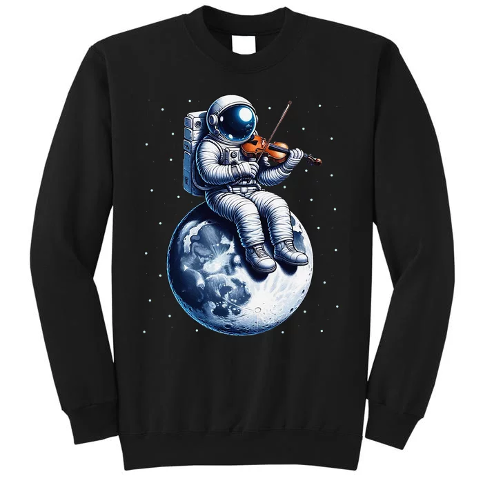 Astronaut Playing Violin On Moon Space Music Lover Novelty Tall Sweatshirt