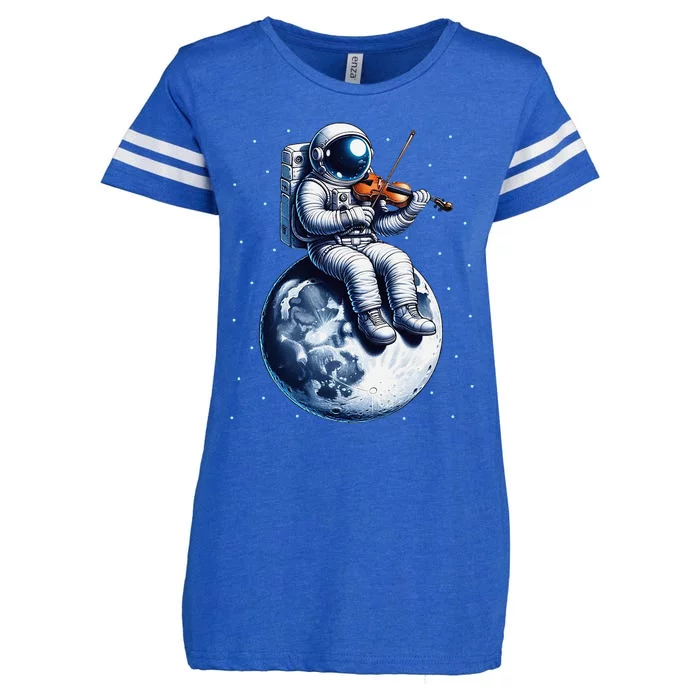 Astronaut Playing Violin On Moon Space Music Lover Novelty Enza Ladies Jersey Football T-Shirt