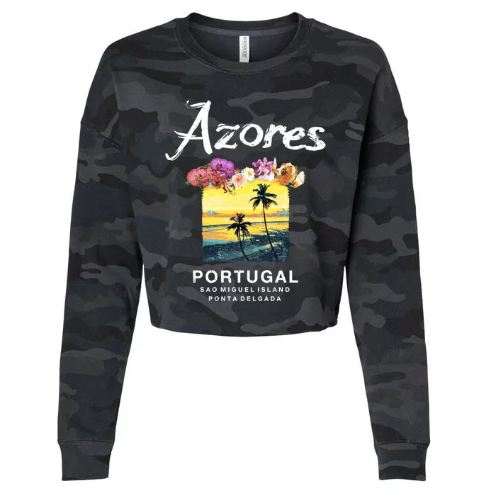 Azores Portugal Vintage Gift Cropped Pullover Crew