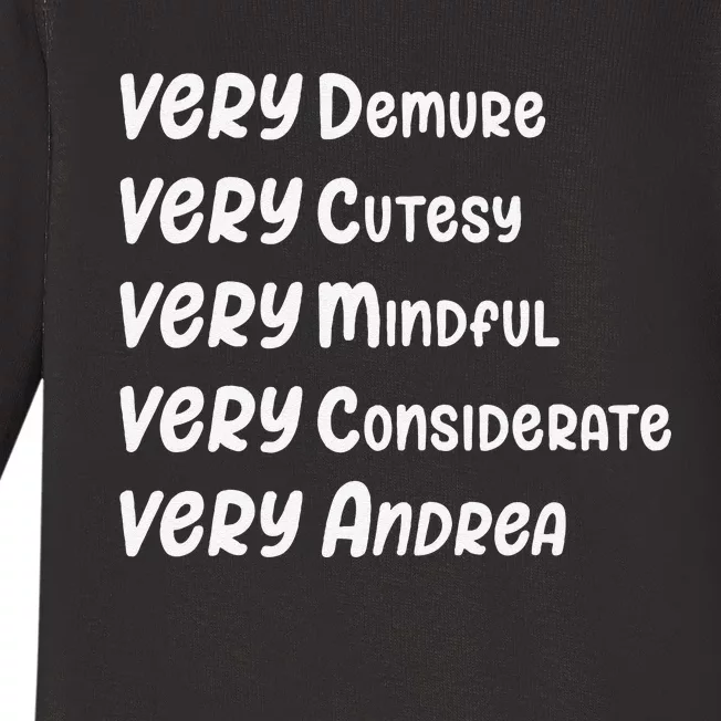 Andrea Personalized Very Demure Very Mindful Andrea Name Baby Long Sleeve Bodysuit