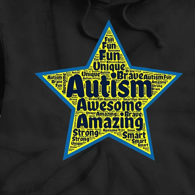 Autism Positive Words Star awareness acceptance inclusion Tie Dye Hoodie