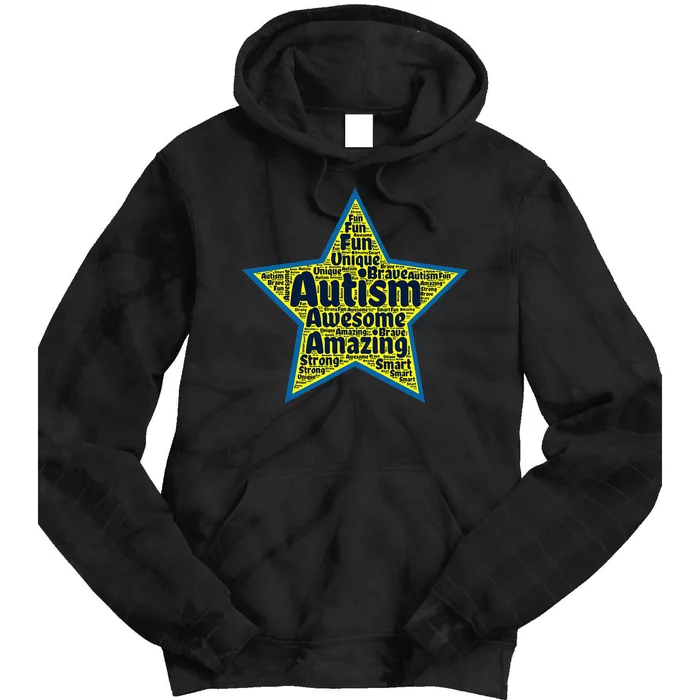 Autism Positive Words Star awareness acceptance inclusion Tie Dye Hoodie