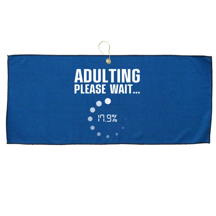 Adulting Please Wait Funny Sarcasm Large Microfiber Waffle Golf Towel