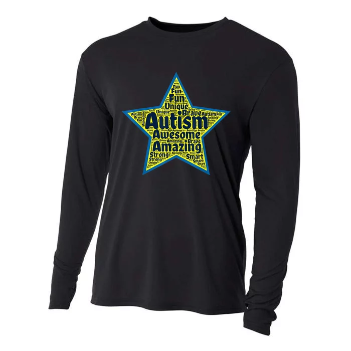 Autism Positive Words Star awareness acceptance inclusion Cooling Performance Long Sleeve Crew