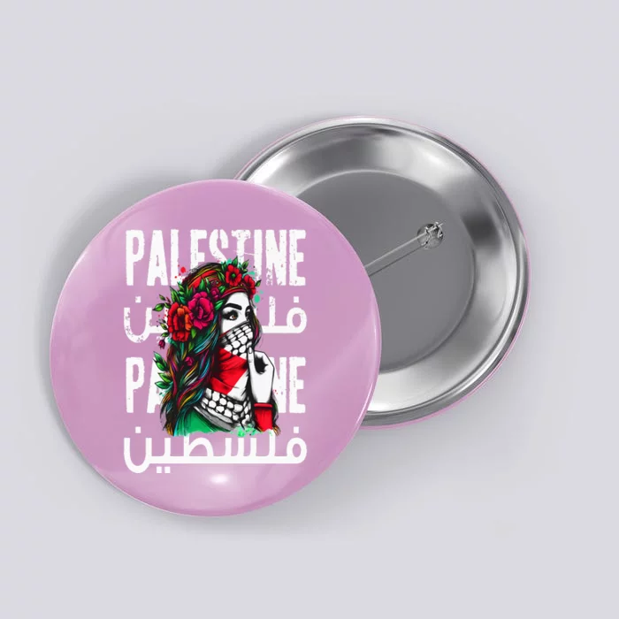 A Palestinian  Wearing A Palestinian Bandana Palestine Button