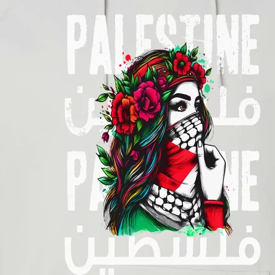 A Palestinian  Wearing A Palestinian Bandana Palestine Performance Fleece Hoodie