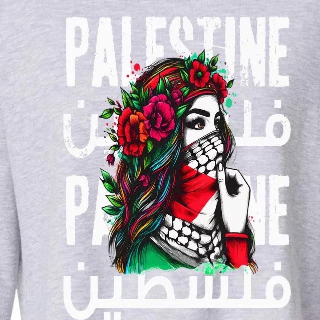 A Palestinian  Wearing A Palestinian Bandana Palestine Cropped Pullover Crew