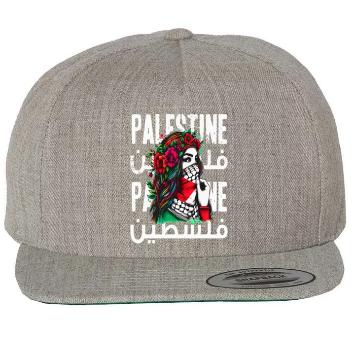 A Palestinian  Wearing A Palestinian Bandana Palestine Wool Snapback Cap