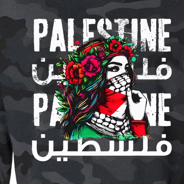 A Palestinian Wearing A Palestinian Bandana Palestine Cropped Pullover Crew