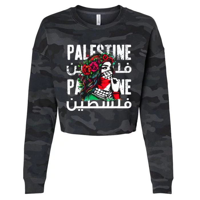 A Palestinian Wearing A Palestinian Bandana Palestine Cropped Pullover Crew