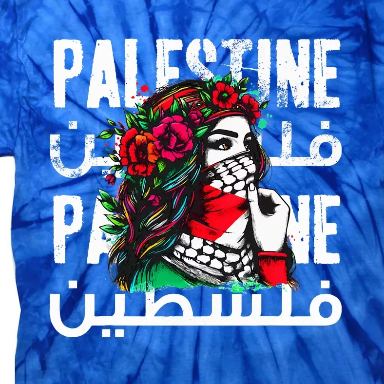 A Palestinian Wearing A Palestinian Bandana Palestine Tie-Dye T-Shirt