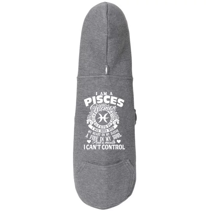 A Pisces Was Born With Zodiac Pisces S Gift Doggie 3-End Fleece Hoodie