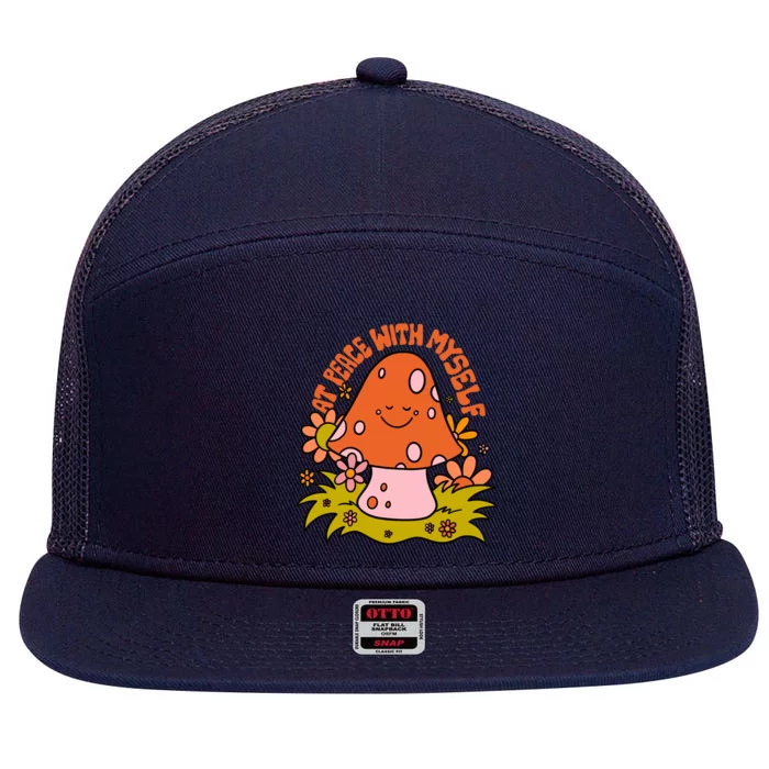 AT PEACE WITH MYSELF Mushroom 7 Panel Mesh Trucker Snapback Hat