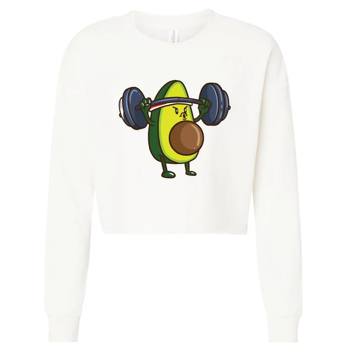 Avocado Powerlifting Weightlifting Gift Gym Food Lover Vegan Cropped Pullover Crew