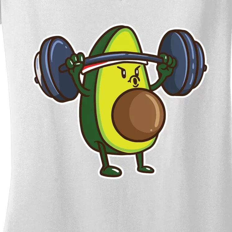 Avocado Powerlifting Weightlifting Gift Gym Food Lover Vegan Women's V-Neck T-Shirt