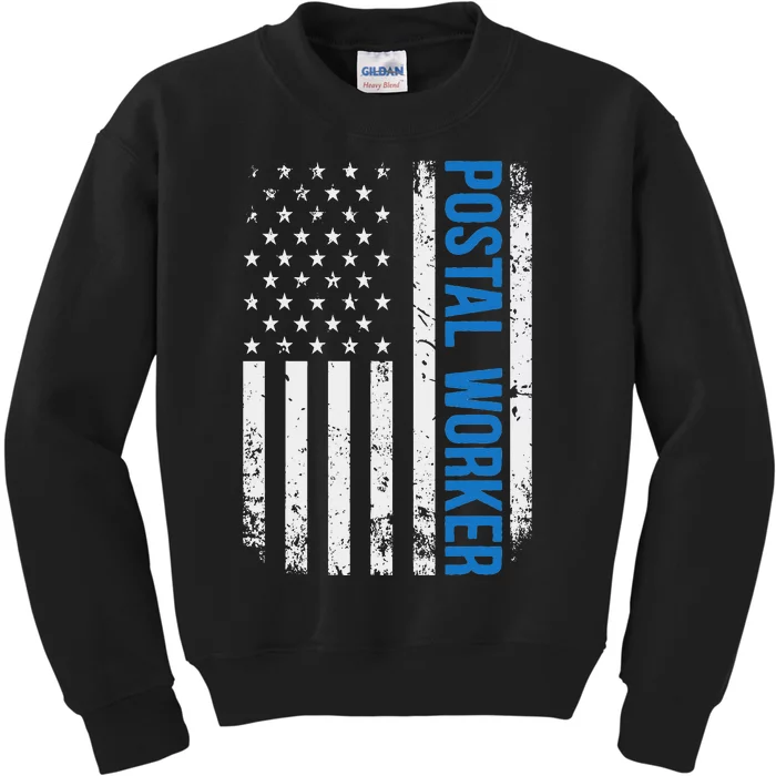 American Postal Worker USA Flag Mailman Mail 4th of July Kids Sweatshirt