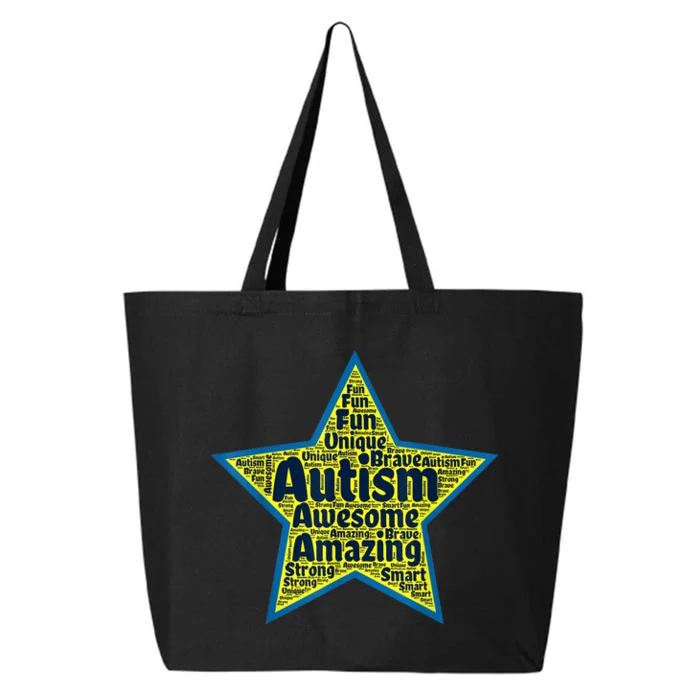 Autism Positive Words Star awareness acceptance inclusion 25L Jumbo Tote