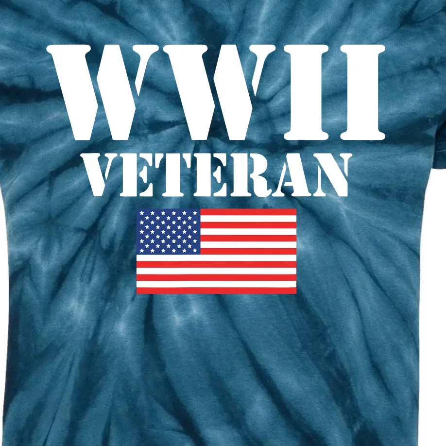 American Patriot WWII Veteran Military World War 2 Veteran Kids Tie-Dye T-Shirt