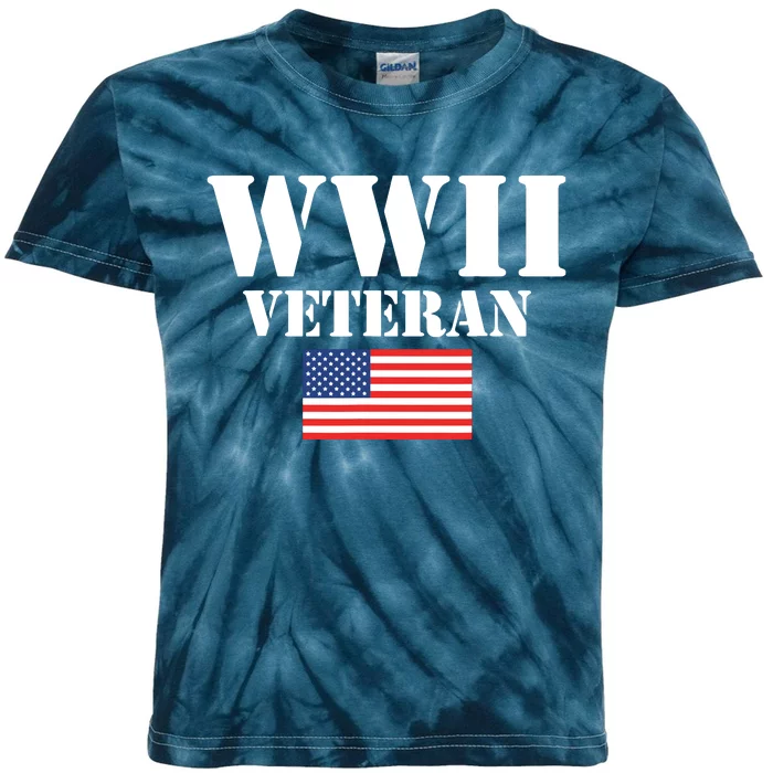 American Patriot WWII Veteran Military World War 2 Veteran Kids Tie-Dye T-Shirt