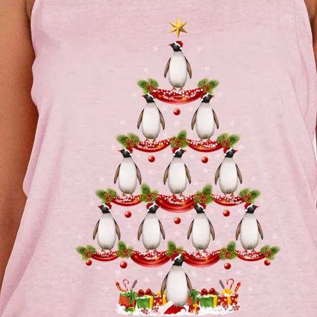 Adelie Penguin Xmas Lighting Adelie Penguin Christmas Tree Funny Gift Women's Knotted Racerback Tank