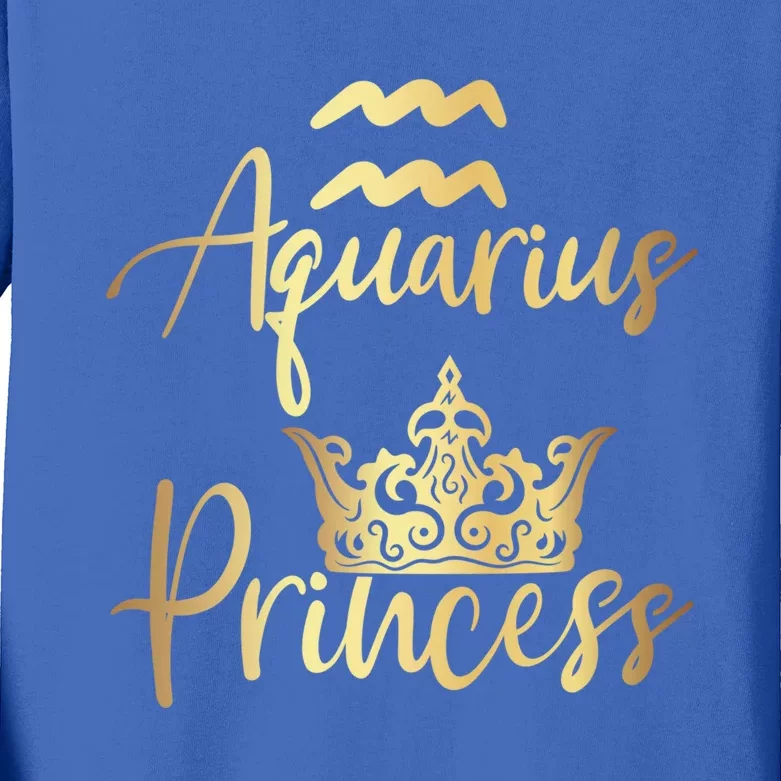 Aquarius Princess Zodiac Gift Kids Long Sleeve Shirt