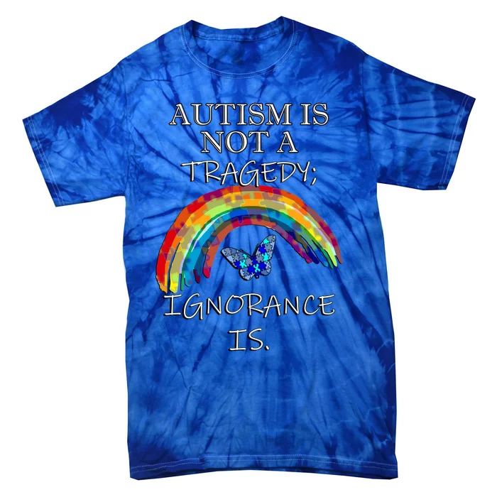 Acceptance Quote And Rainbow Autism Awareness Gift Tie-Dye T-Shirt