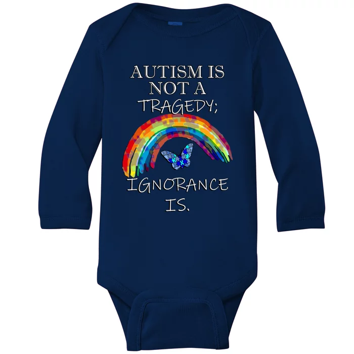 Acceptance Quote And Rainbow Autism Awareness Gift Baby Long Sleeve Bodysuit