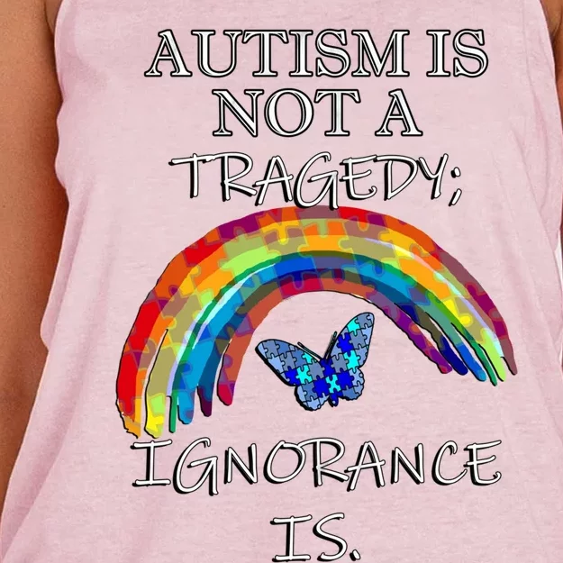 Acceptance Quote And Rainbow Autism Awareness Gift Women's Knotted Racerback Tank