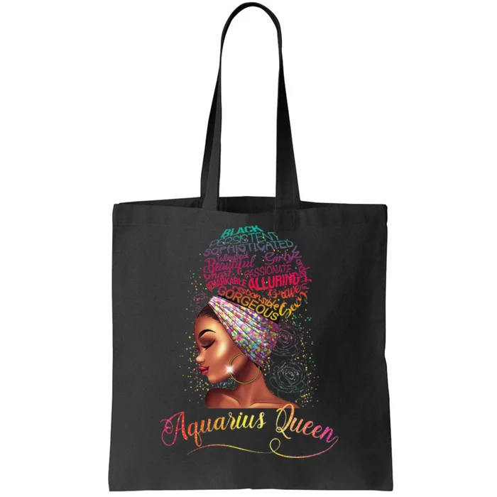 Aquarius Queen Afro Wo January February Melanin Birthday Tote Bag