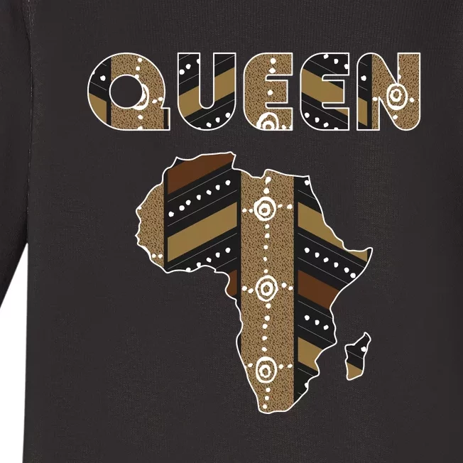 African Queen Art Pattern Africa Map Black Pride Couple Matching Baby Long Sleeve Bodysuit