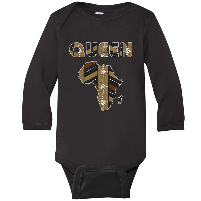 African Queen Art Pattern Africa Map Black Pride Couple Matching Baby Long Sleeve Bodysuit