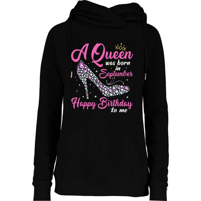 A Queens Are Born In September Birthday Gift Womens Funnel Neck Pullover Hood